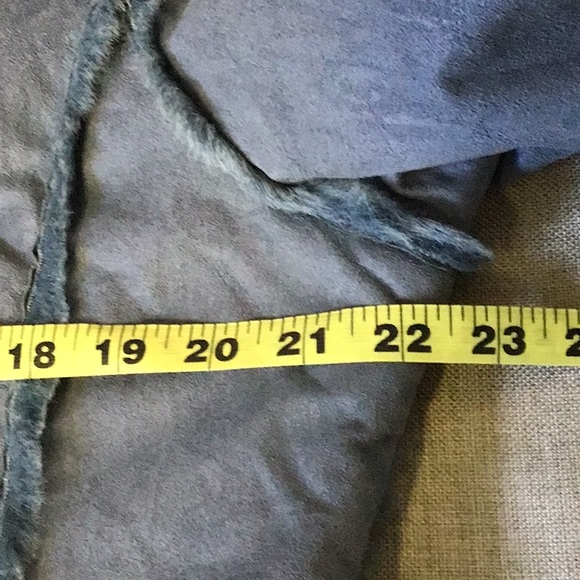 Utex Design VGUC blue suede feel button up jacket fleecy inside, side pockets - Picture 10 of 16